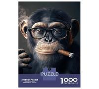 Rompecabezas De 1000 Piezas para Adolescentes Chimp with Cigar and Glasses Rompecabezas para Adultos Juego Práctico Regalo De Cumpleaños Regalos De Cumpleaños Únicos 38x26cm/1000pcs