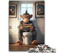 Rompecabezas de 1000 Piezas para Adolescentes, chimpancé Sentado en el Inodoro, Juguetes educativos, Alivio del estrés, interacción Entre Padres e Hijos para Mayores de 14 años, 50x75cm