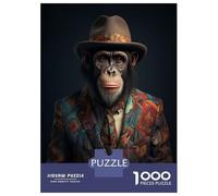 Rompecabezas De 1000 Piezas para Adolescentes Chimpanzee in Boho Suit Rompecabezas para Adultos Juego De Ingenio Difícil Gran Regalo para Jugar 70x50cm/1000pcs