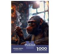 Rompecabezas De 1000 Piezas para Adolescentes Chimpanzee Smoking in A Bar Rompecabezas para Adultos Juegos Relajantes Que Mejoran La Memoria Regalos para Reducir El Estrés 70x50cm/1000pcs