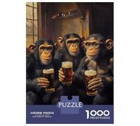 Rompecabezas De 1000 Piezas para Adolescentes Chimps Enjoy Beer Together-1 Rompecabezas para Adultos Juguetes Antiestrés Decoración del Hogar Gran Regalo para Jugar 52x38cm/1000pcs
