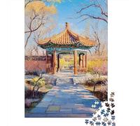 Rompecabezas De 1000 Piezas para Adolescentes Chinese Garden Pavilion Painting Rompecabezas para Adultos Juego Familiar Desafío Difícil Interacción Entre Padres E Hijos 70x50cm/1000pcs