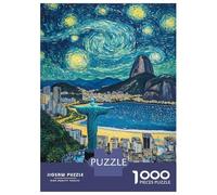 Rompecabezas De 1000 Piezas para Adolescentes Christ The Redeemer Under Starry Skies Rompecabezas para Adultos Juegos Familiares Mejora La Memoria Cumpleaños Y Navidad 70x50cm/1000pc
