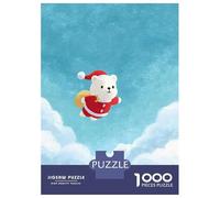 Rompecabezas De 1000 Piezas para Adolescentes Christmas Bear Flying in The Sky Rompecabezas para Adultos Decoración De Pared De Juguete Mejora La Memoria Regalos Y Cumpleaños Únicos 38x26cm/1000pcs
