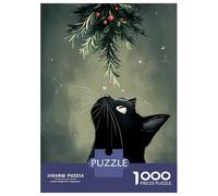 Rompecabezas De 1000 Piezas para Adolescentes Christmas Black Cat Rompecabezas Juegos Relajantes Decoración De Pared Regalos para Amigos Y Familiares 52x38cm/1000pcs