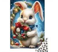 Rompecabezas De 1000 Piezas para Adolescentes Christmas Bunny Wreath Decoration Rompecabezas para Adultos Juguetes DIY Alivio del Estrés Oferta como Regalos para Toda La Familia 70x50cm/1000pcs