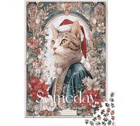 Rompecabezas De 1000 Piezas para Adolescentes Christmas Cat Art Print-14 Rompecabezas para Adolescentes Juego Práctico para Mejorar La Memoria Regalos Y Cumpleaños Únicos 70x50cm/1000pcs