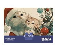 Rompecabezas De 1000 Piezas para Adolescentes Christmas Cats Art Print Rompecabezas para Adultos Juego Práctico Mejora La Memoria Regalo De Cumpleaños, Regalos, 38x26cm/1000pcs