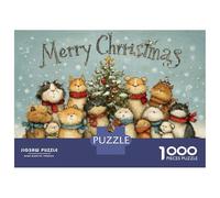 Rompecabezas De 1000 Piezas para Adolescentes Christmas Cats Greeting Card Rompecabezas para Adultos Juego Práctico Decoración Gran Regalo para Jugar 70x50cm/1000pcs