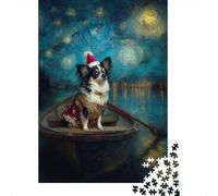 Rompecabezas De 1000 Piezas para Adolescentes Christmas Dog in Boat Rompecabezas para Adolescentes Juego Práctico para Mejorar La Memoria Regalos Y Cumpleaños Únicos 52x38cm/1000pcs