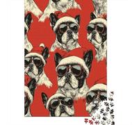 Rompecabezas De 1000 Piezas Para Adolescentes Christmas French Bulldog Greeting Cards Rompecabezas Para Adultos Juego Práctico Pero Divertido Y Humorístico Regalos Para Reducir El Estrés 70x50cm/1000p
