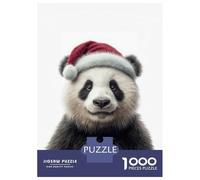 Rompecabezas De 1000 Piezas para Adolescentes Christmas Panda with Santa Hat Portrait Rompecabezas para Adultos Juegos Relajantes Ensamblaje De Patrones Regalos De Cumpleaños Y Únicos 70x50cm/1000pcs