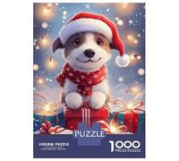 Rompecabezas De 1000 Piezas para Adolescentes Christmas Puppy with Gifts Rompecabezas para Adultos Juguete Decoración De Pared Decoración De Pared Juego Desafiante Regalos 52x38cm/1000pcs