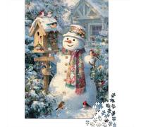Rompecabezas De 1000 Piezas para Adolescentes Christmas Snowman with Birds Rompecabezas para Adultos Juguetes Antiestrés Mejora La Memoria Gran Regalo para Jugar 52x38cm/1000pcs