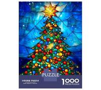 Rompecabezas De 1000 Piezas para Adolescentes Christmas Tree Stained Glass Rompecabezas para Adultos Juego Práctico Mejora La Memoria Regalo De Cumpleaños, Regalos, 38x26cm/1000pcs