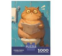 Rompecabezas De 1000 Piezas para Adolescentes Chubby Cat on Toilet Rompecabezas Juego De Ingenio Decoración De Pared Regalos De Cumpleaños Y Únicos 70x50cm/1000pcs