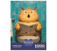 Rompecabezas De 1000 Piezas para Adolescentes Chubby Cat Toilet Funny Rompecabezas Juegos Divertidos Regalos para Mujeres Cumpleaños Y Navidad 52x38cm/1000pcs