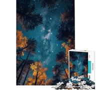 Rompecabezas de 1000 Piezas para Adolescentes Cielo Estrellado sobre Siluetas de Bosque Rompecabezas para Adultos Juego de ingenio Regalo de cumpleaños Regalos para Reducir el estrés (tamaño 50x75cm)