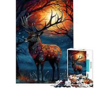 Rompecabezas de 1000 Piezas para Adolescentes Ciervo al Atardecer Rompecabezas para Adultos Juegos Divertidos para Pasar el Tiempo en casa cumpleaños (Tamaño 38x26cm)