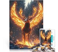 Rompecabezas de 1000 Piezas para Adolescentes Ciervo ardiente Fénix Animal Híbrido Acertijo para Regalos de cumpleaños 38x26cm