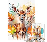 Rompecabezas de 1000 Piezas para Adolescentes Ciervo con Hojas de otoño Juego Familiar Que desafía la Inteligencia Juguetes adictivos Regalos de Amigo Invisible Mejora la Memoria (Tamaño 38x52cm)