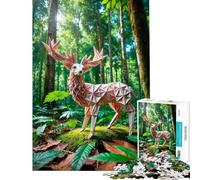 Rompecabezas de 1000 Piezas para Adolescentes Ciervo de Origami en el Bosque Ayuda a ejercitar el Cerebro el análisis y la lógica Juegos educativos para Mayores de 14 años (38x26cm)
