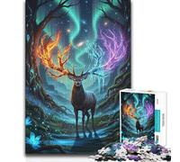 Rompecabezas de 1000 Piezas para Adolescentes: Ciervo Elemental en el Bosque Encantado, Juguete Intelectual, Obra de Arte, Juguetes antiestrés, 38x52cm (1000 Piezas)