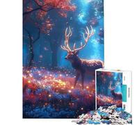 Rompecabezas de 1000 Piezas para Adolescentes Ciervo en el Bosque de luciérnagas Juego Familiar Juguetes educativos Regalo de cumpleaños Divertido y con Humor (tamaño 38x52cm)