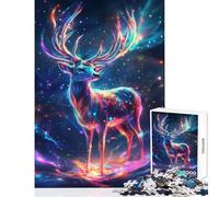 Rompecabezas de 1000 Piezas para Adolescentes Ciervo galáctico Que Brilla en la Oscuridad Juegos relajantes Regalos para Mujeres Juguetes de decoración para el hogar Ideales para cumpleaños y Navidad