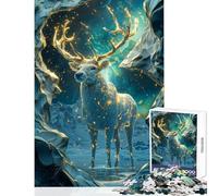 Rompecabezas de 1000 Piezas para Adolescentes Ciervo Mágico Dorado Juego práctico decoración Juguete Educativo Entrena tu Cerebro y Tus Manos (38x52cm)