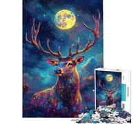 Rompecabezas de 1000 Piezas para Adolescentes Ciervo místico a la luz de la Luna Juguetes educativos Juegos educativos Desafío difícil Regalos para Mujeres y Hombres (tamaño 38x52cm)