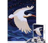 Rompecabezas de 1000 Piezas para Adolescentes cigüeña Blanca deslizándose en el Cielo Estrellado Juguetes de Bricolaje Regalos para Mujeres y Hombres Juego práctico colección de Artistas Bellas Artes