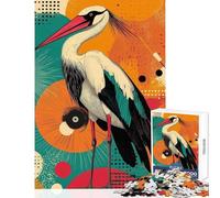 Rompecabezas de 1000 Piezas para Adolescentes cigüeña con Fondo geométrico Juguete Educativo Regalo de Amigo Secreto Juego Educativo colección de Artistas tamaño de Bellas Artes: 50x75cm