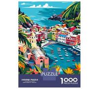Rompecabezas De 1000 Piezas para Adolescentes Cinque Terre Italy Minimalist Art Rompecabezas para Adultos Juguete Decoración De Pared Decoración Cumpleaños, Navidad 38x26cm/1000pcs
