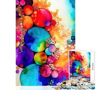 Rompecabezas de 1000 Piezas para Adolescentes círculos Abstractos de Colores decoración del hogar Juguetes Regalo de cumpleaños Juego Imposible colección de Artistas Bellas Artes tamaño 38x26cm