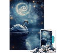 Rompecabezas de 1000 Piezas para Adolescentes Cisne bajo una Luna Llena de Viento Juegos relajantes Juguetes adictivos para Cultivar la Paciencia Gran Regalo Un Reto difícil (Tamaño 38x26cm)