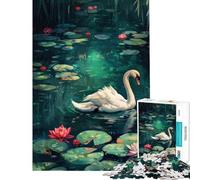 Rompecabezas de 1000 Piezas para Adolescentes Cisne en un Estanque de nenúfares Juego Educativo desafío Juguete Juego Familiar Divertido y Original Regalo de cumpleaños (tamaño 38x26cm)
