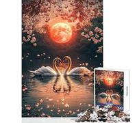 Rompecabezas de 1000 Piezas para Adolescentes Cisnes bajo la Luna de Sangre Juegos relajantes para Mejorar la Memoria Juguetes de decoración para el hogar Entrena tu Cerebro y Tus Manos (75x50cm)