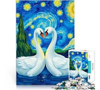 Rompecabezas de 1000 Piezas para Adolescentes Cisnes bajo la Noche Estrellada Juguetes de Juego Regalos para Amigos y Familiares 38x26cm