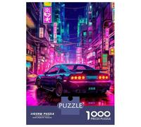 Rompecabezas De 1000 Piezas para Adolescentes City Cars Neon Rompecabezas para Adultos Juego De Ingenio Pero Divertido Y Humorístico Desafío Educativo 38x26cm/1000pcs
