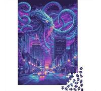 Rompecabezas De 1000 Piezas para Adolescentes Cityscape with Giant Octopus Rompecabezas para Adultos Juguetes De Bricolaje Difícil Difícil Diversión En El Hogar Actividades, 70x50cm/1000pcs