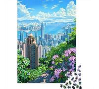 Rompecabezas De 1000 Piezas para Adolescentes Cityscape with Purple Flowers Rompecabezas para Adultos Juguetes Antiestrés Difícil Difícil Cumpleaños Y Navidad 38x26cm/1000pcs