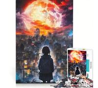 Rompecabezas de 1000 Piezas para Adolescentes: Ciudad bajo una Luna roja Gigante, decoración de Pared, Ideal para Pasar el Tiempo en casa Durante Las Vacaciones, para Fortalecer el Amor Entre Parejas