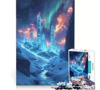 Rompecabezas de 1000 Piezas para Adolescentes Ciudad de Hielo futurista bajo un Cielo auroral, Juguetes para armar, decoración de Pared, con Piezas de Formas aleatorias Que encajan Perfectamente