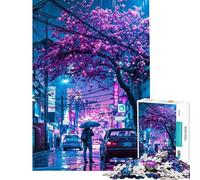 Rompecabezas de 1000 Piezas para Adolescentes Ciudad de Japón Sakura Night Rompecabezas para Adultos Juguete decoración de Pared decoración Gran Regalo para Gamers (tamaño 50x75cm)