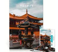 Rompecabezas de 1000 Piezas para Adolescentes Ciudad de Taipéi Taiwán Juego de Ajuste Concentración Diversión Juego Ocio Diversión Arte de Pared navideño (38x26cm)