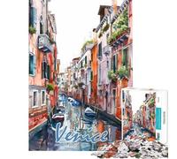 Rompecabezas de 1000 Piezas para Adolescentes Ciudad de Venecia Acuarelas para Adultos Juguetes de Bricolaje Regalo de cumpleaños para Amigos y Familiares (tamaño 50x75cm)