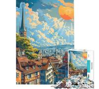 Rompecabezas de 1000 Piezas para Adolescentes Ciudad de Zúrich Suiza Rompecabezas para Adultos Juegos Divertidos Vacaciones en casa para Pasar el Tiempo cumpleaños (tamaño 50x75cm)