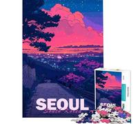 Rompecabezas de 1000 Piezas para Adolescentes Ciudad estética de Seúl Ideal para cumpleaños y Navidad Juego Familiar de dificultad Alta para Mayores de 14 años (38x26cm)