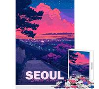 Rompecabezas de 1000 Piezas para Adolescentes Ciudad estética de Seúl Juguete de decoración de Pared Grandes Regalos y Juguetes Juego práctico con póster a Juego y Hoja de Trivia tamaño 38x26cm